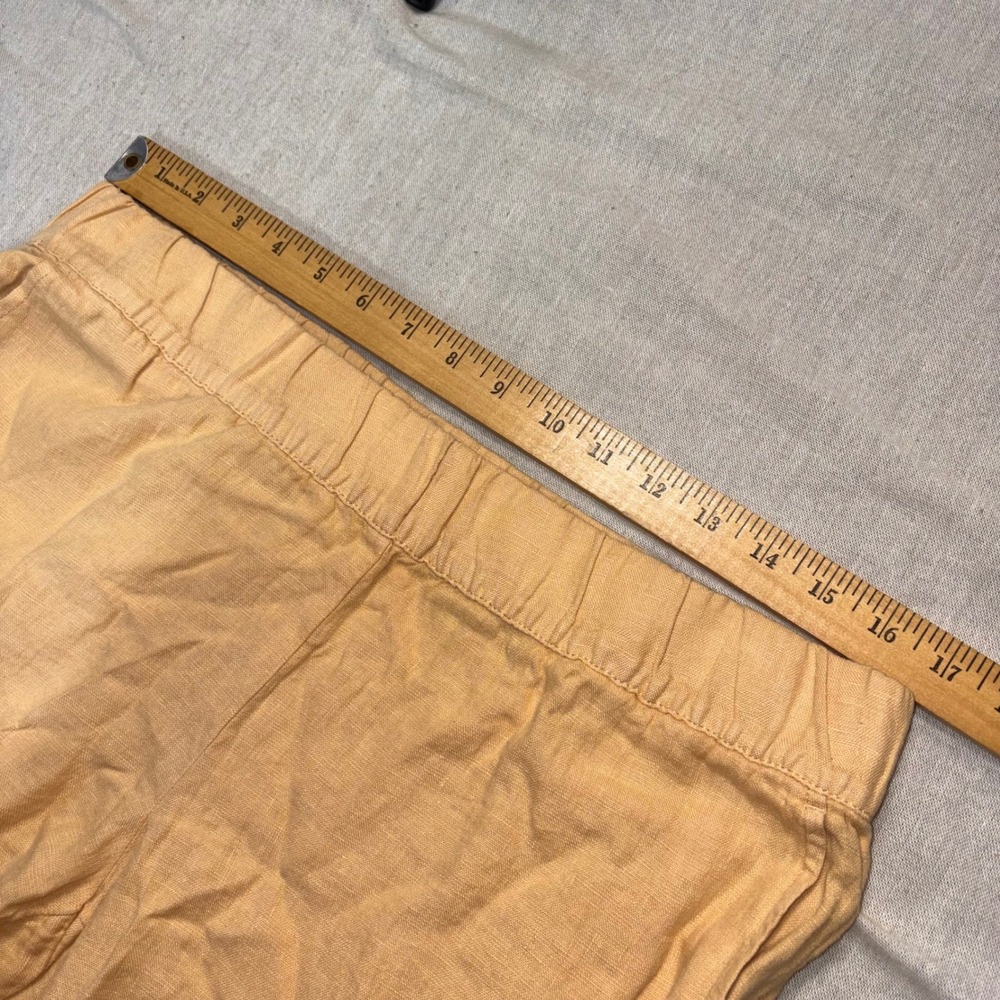 Pure Jill J.Jill Mustard Yellow 100% Linen Cropped Pants Medium Petite Vacation - Picture 2 of 7